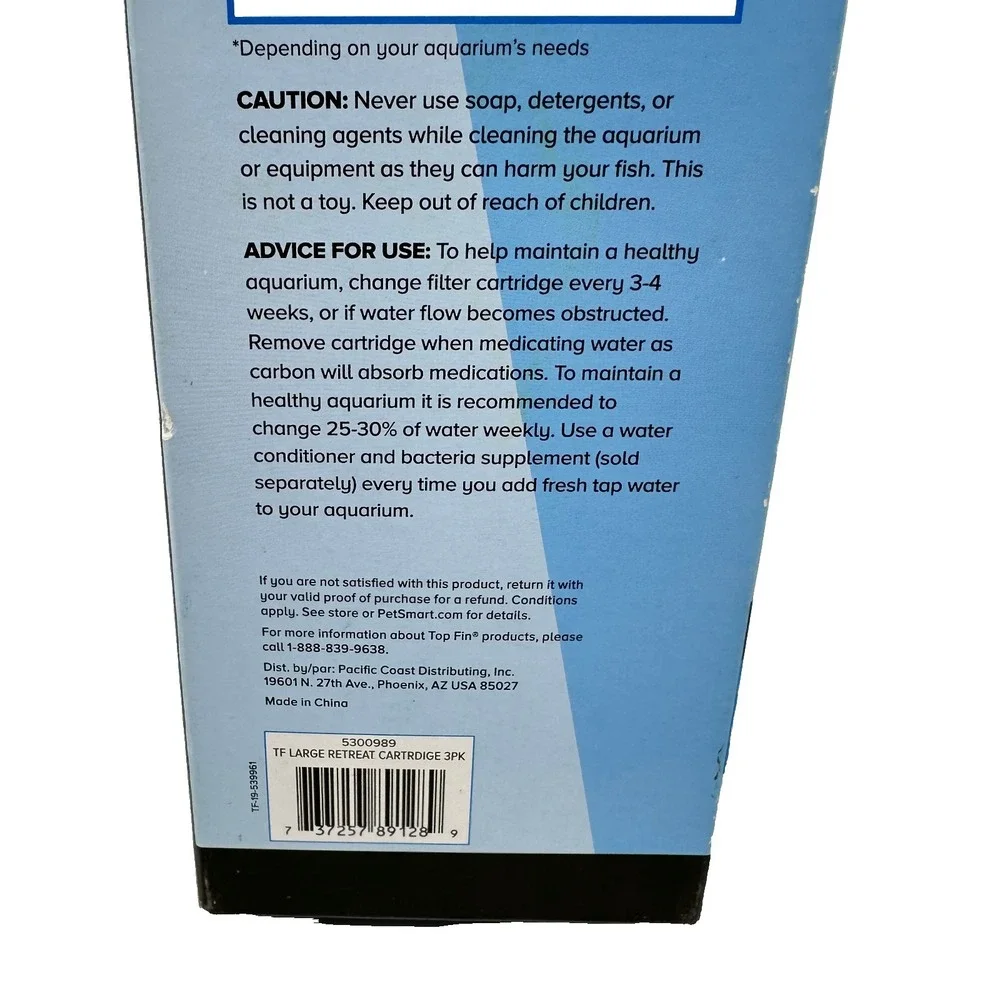 Top Fin RF-L Large Retreat Aquarium Carbon Filter Cartridges 3-Pack NEW